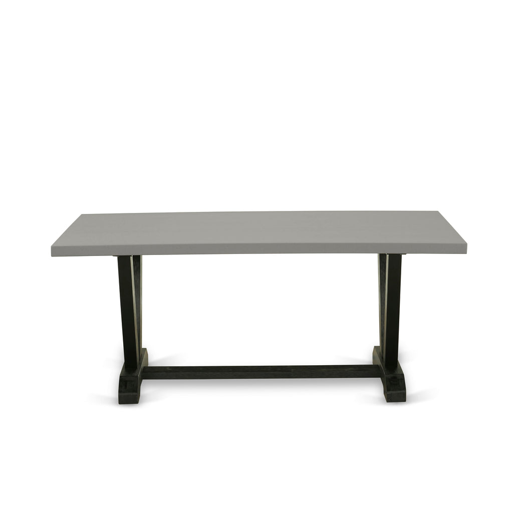 East West Furniture VT697 V-Style Modern Kitchen Table - a Rectangle Dining Table Top with Stylish Legs