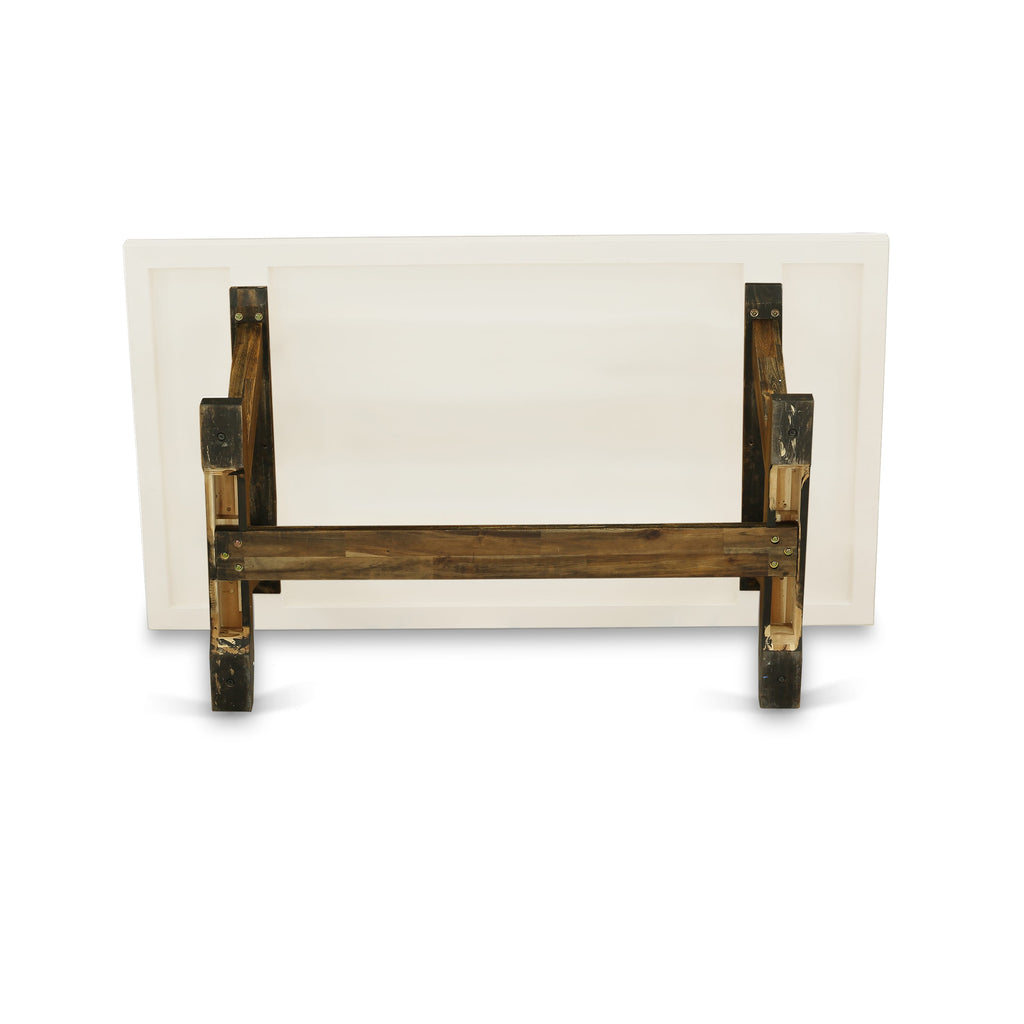 East West Furniture V727AB747-7 7 Piece Modern Dining Table Set Consist of a Rectangle Wooden Table with V-Legs and 6 Light Sable Linen Fabric Parson Dining Chairs