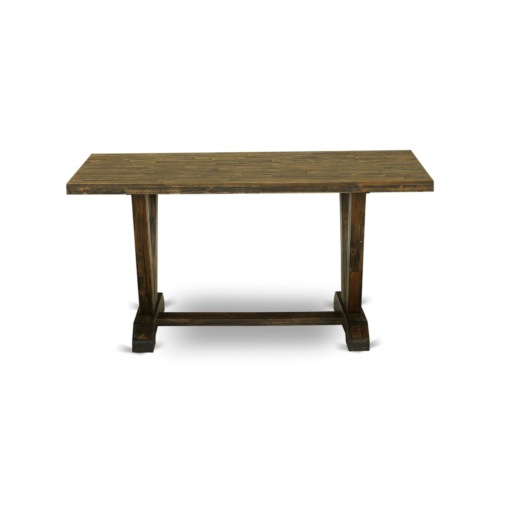 East West Furniture VT776 V-Style Kitchen Dining Table - a Rectangle Wooden Table Top with Stylish Legs