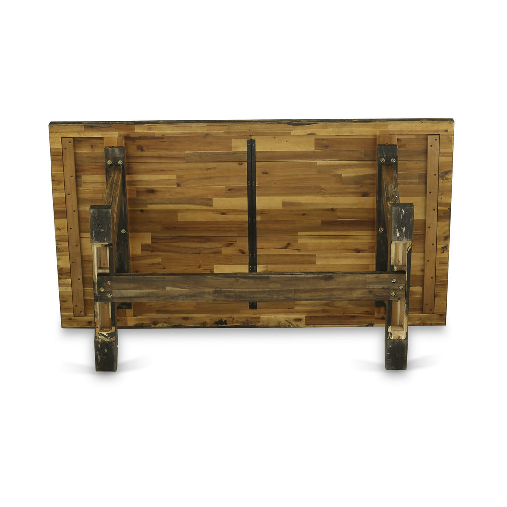 East West Furniture VT777 V-Style Dining Room Table - a Rectangle Solid Wood Table Top with Stylish Legs