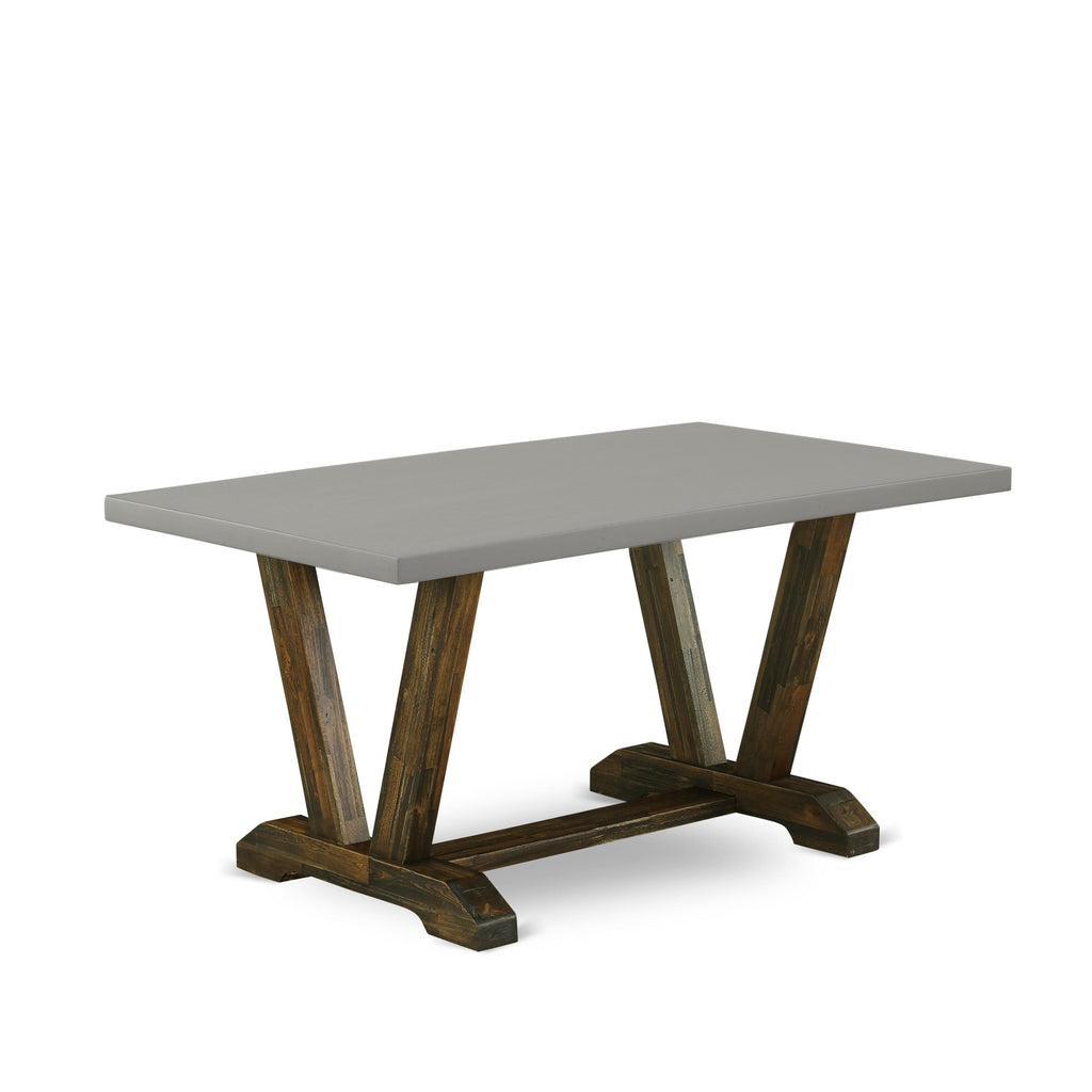 East West Furniture VT796 V-Style Modern Kitchen Table - a Rectangle Dining Table Top with Stylish Legs