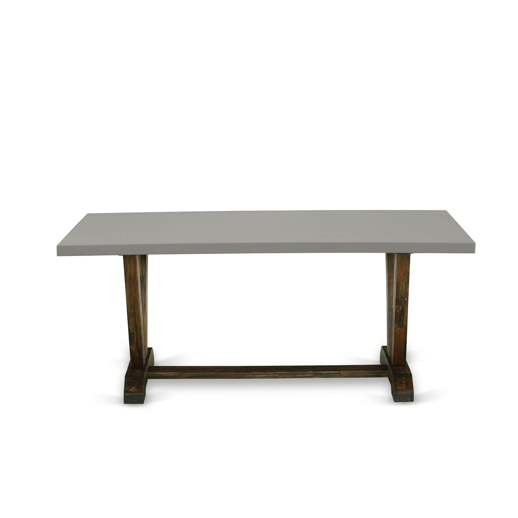 East West Furniture VT797 V-Style Kitchen Table - a Rectangle Dining Table Top with Stylish Legs