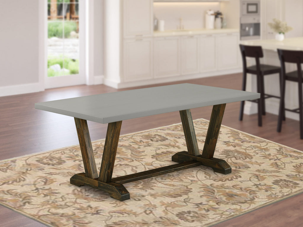 East West Furniture VT797 V-Style Kitchen Table - a Rectangle Dining Table Top with Stylish Legs