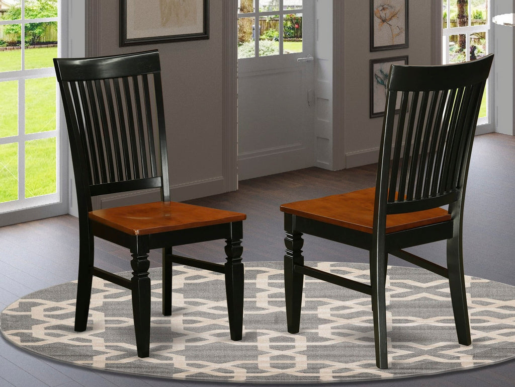 East West Furniture WEC-BCH-W Weston Dining Chairs - Slat Back Wooden Seat Chairs