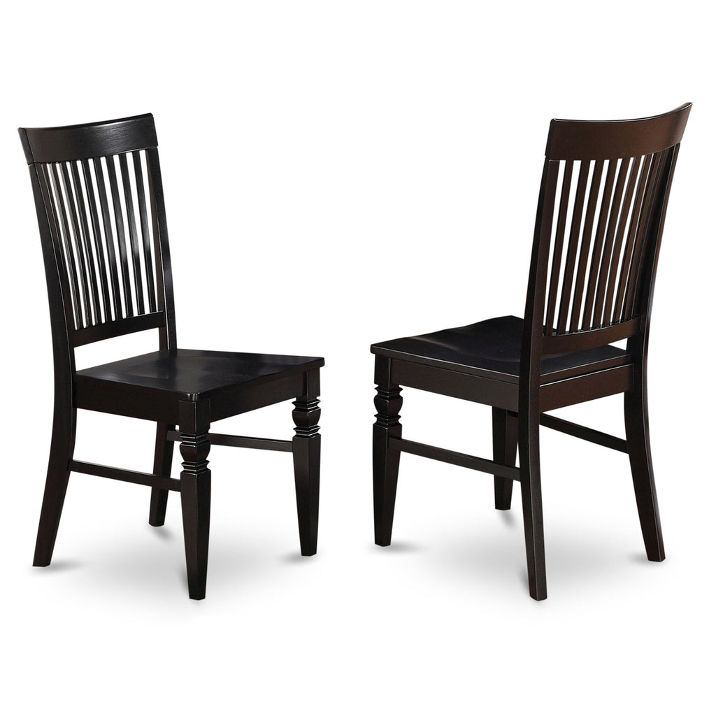 East West Furniture WEC-BLK-W Weston Dining Chairs - Slat Back Wood Seat Kitchen Chairs
