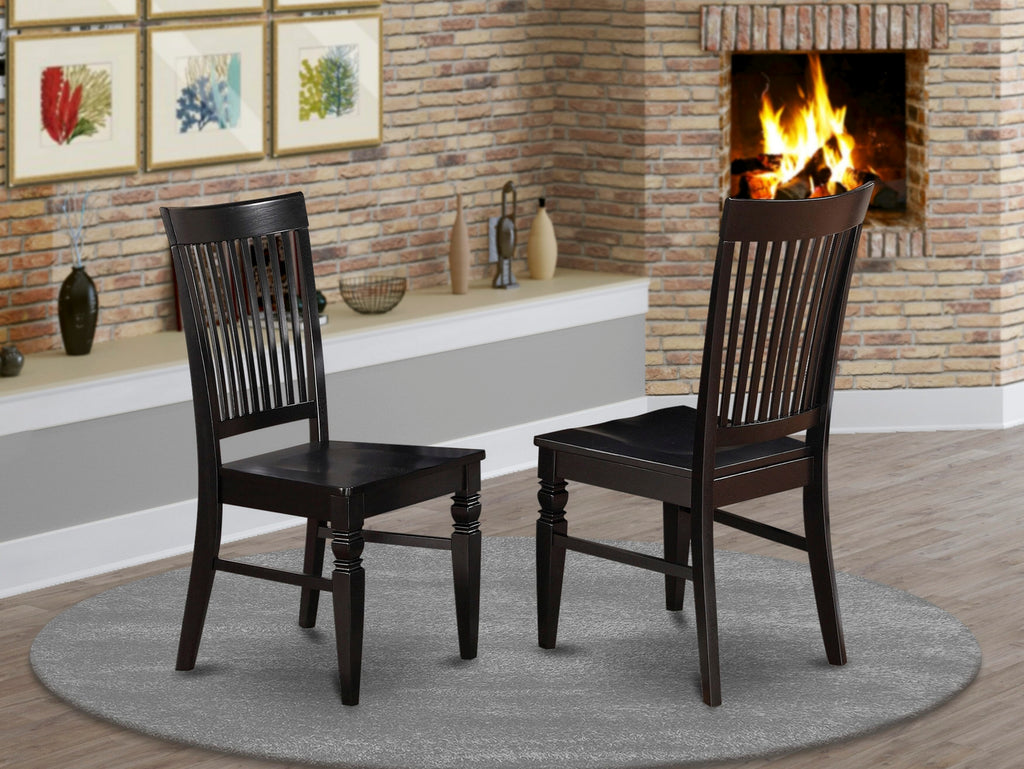 East West Furniture WEC-BLK-W Weston Dining Chairs - Slat Back Wood Seat Kitchen Chairs