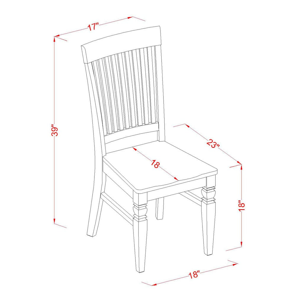 East West Furniture WEC-BMK-W Weston Kitchen Dining Chairs - Slat Back Wood Seat Chairs