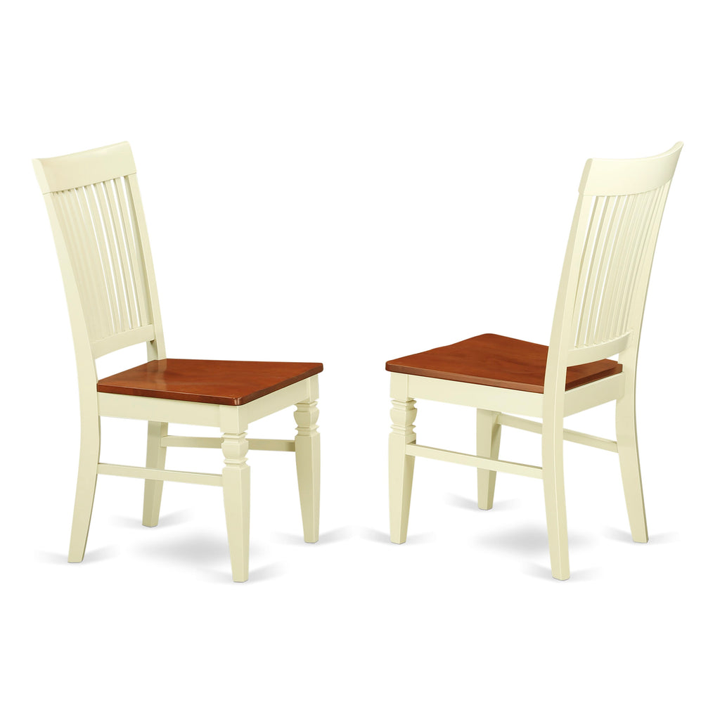 East West Furniture WEC-BMK-W Weston Kitchen Dining Chairs - Slat Back Wood Seat Chairs