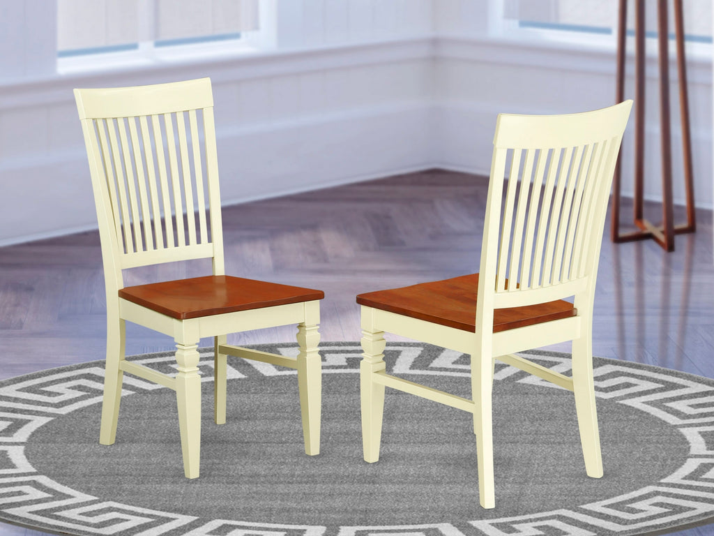 East West Furniture WEC-BMK-W Weston Kitchen Dining Chairs - Slat Back Wood Seat Chairs