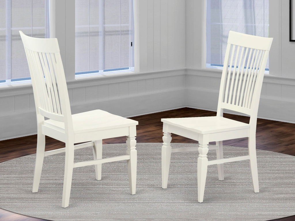 East West Furniture WEC-WHI-W Weston Dining Room Chairs - Slat Back Wood Seat Chairs