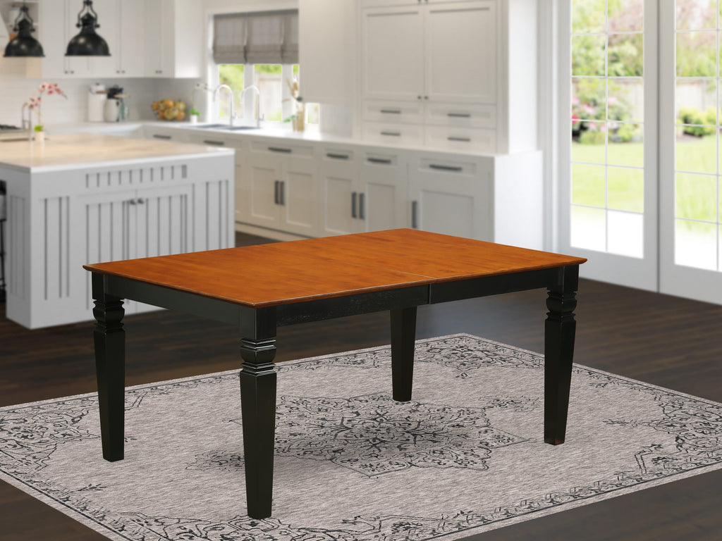 WET-BCH-T Weston 42x60 Rectangular Dining Table with 18 Butterfly Leaf - Black & Cherry Color