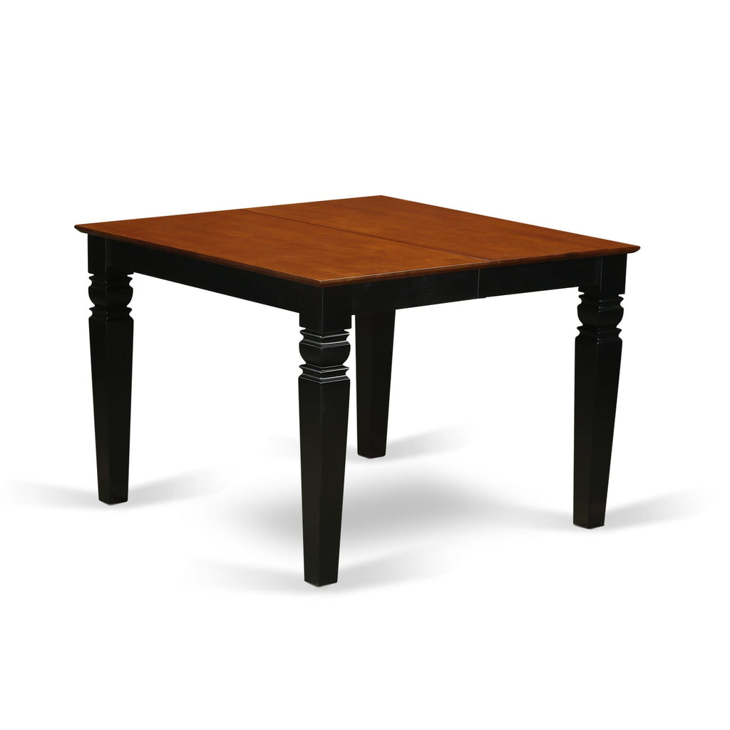 WET-BCH-T Weston 42x60 Rectangular Dining Table with 18 Butterfly Leaf - Black & Cherry Color