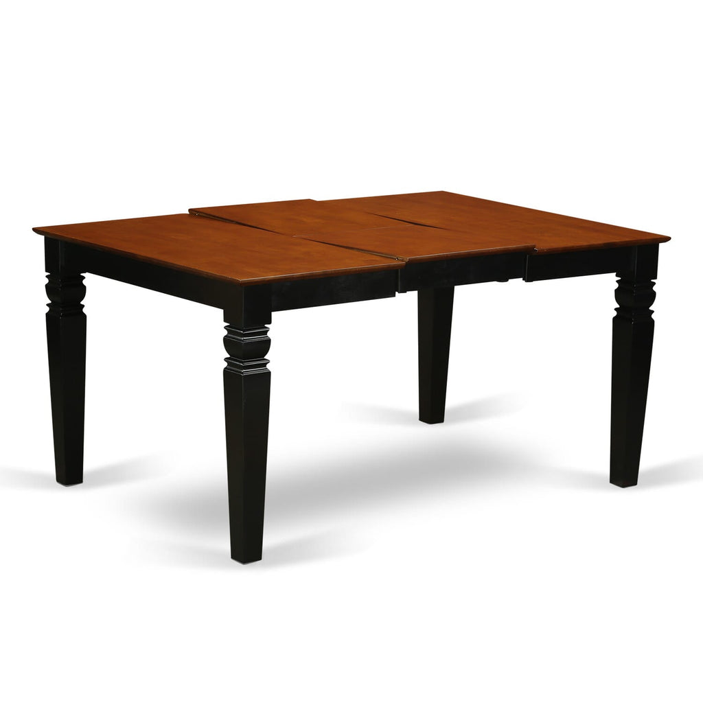 WET-BCH-T Weston 42x60 Rectangular Dining Table with 18 Butterfly Leaf - Black & Cherry Color