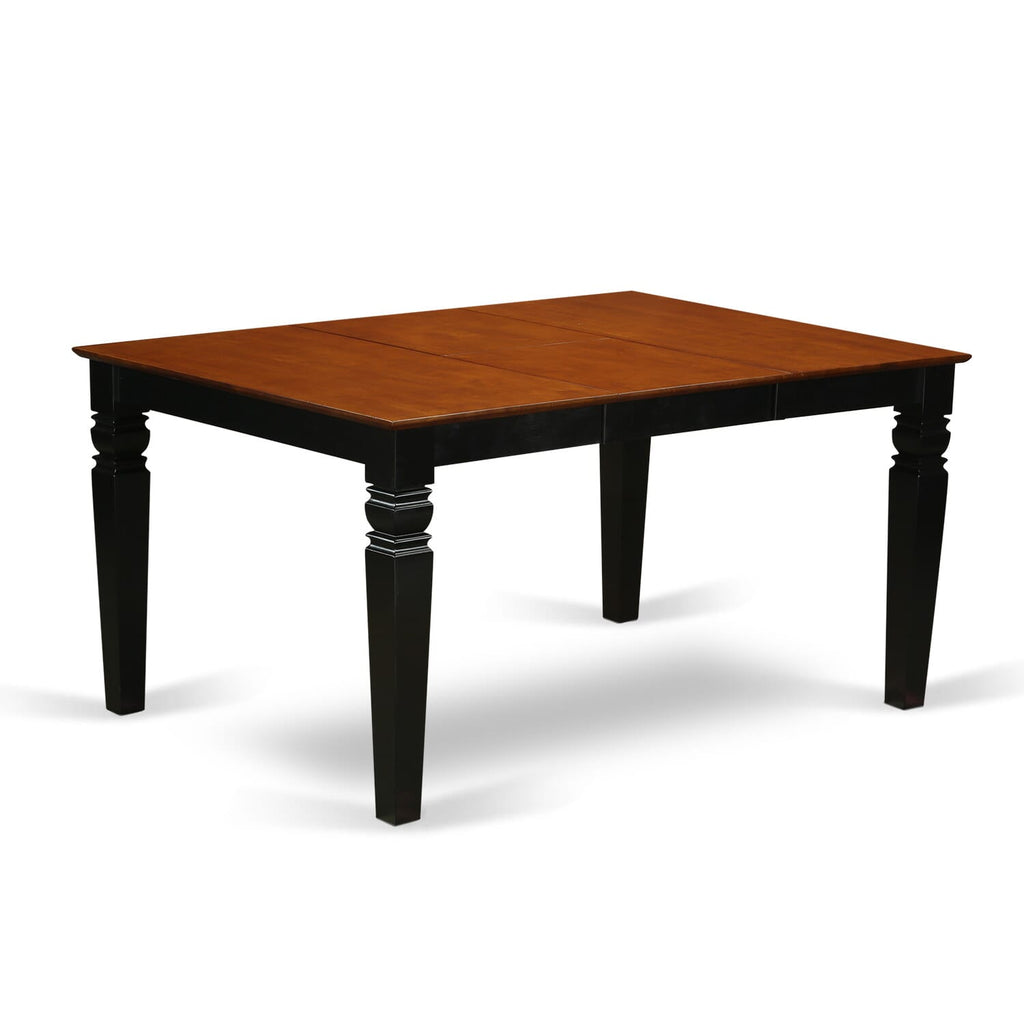 WET-BCH-T Weston 42x60 Rectangular Dining Table with 18 Butterfly Leaf - Black & Cherry Color