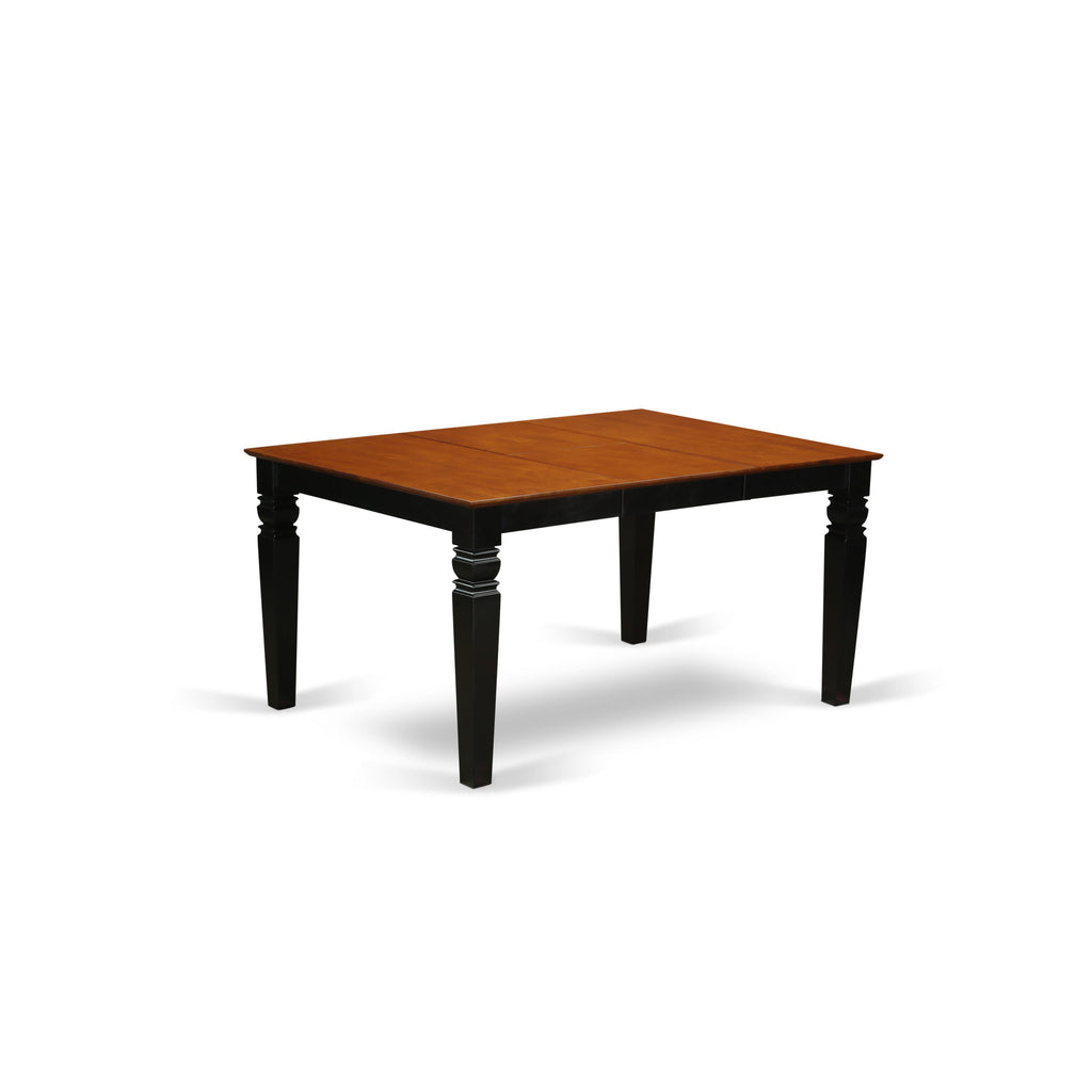 WET-BCH-T Weston 42x60 Rectangular Dining Table with 18 Butterfly Leaf - Black & Cherry Color