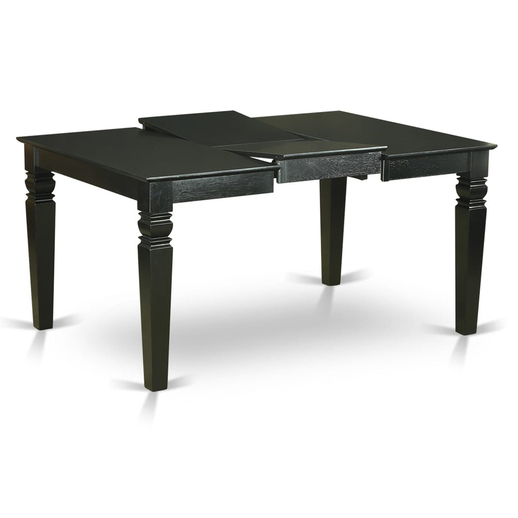 WET-BLK-T Weston 42x60 Rectangular Dining Table with 18 Butterfly Leaf - Black Color