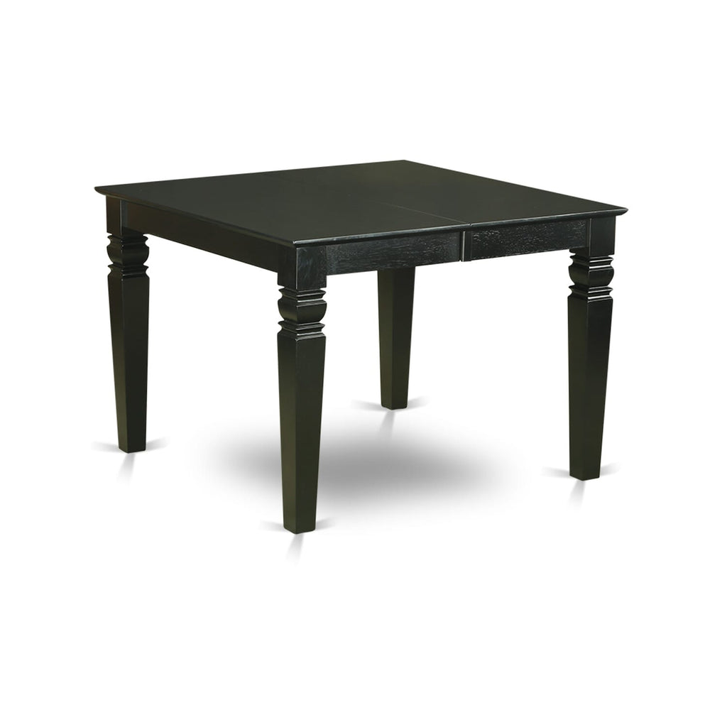WET-BLK-T Weston 42x60 Rectangular Dining Table with 18 Butterfly Leaf - Black Color