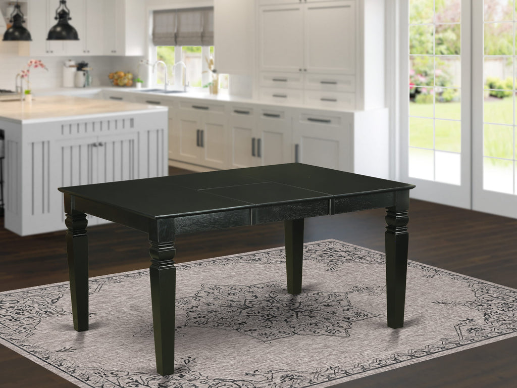 WET-BLK-T Weston 42x60 Rectangular Dining Table with 18 Butterfly Leaf - Black Color