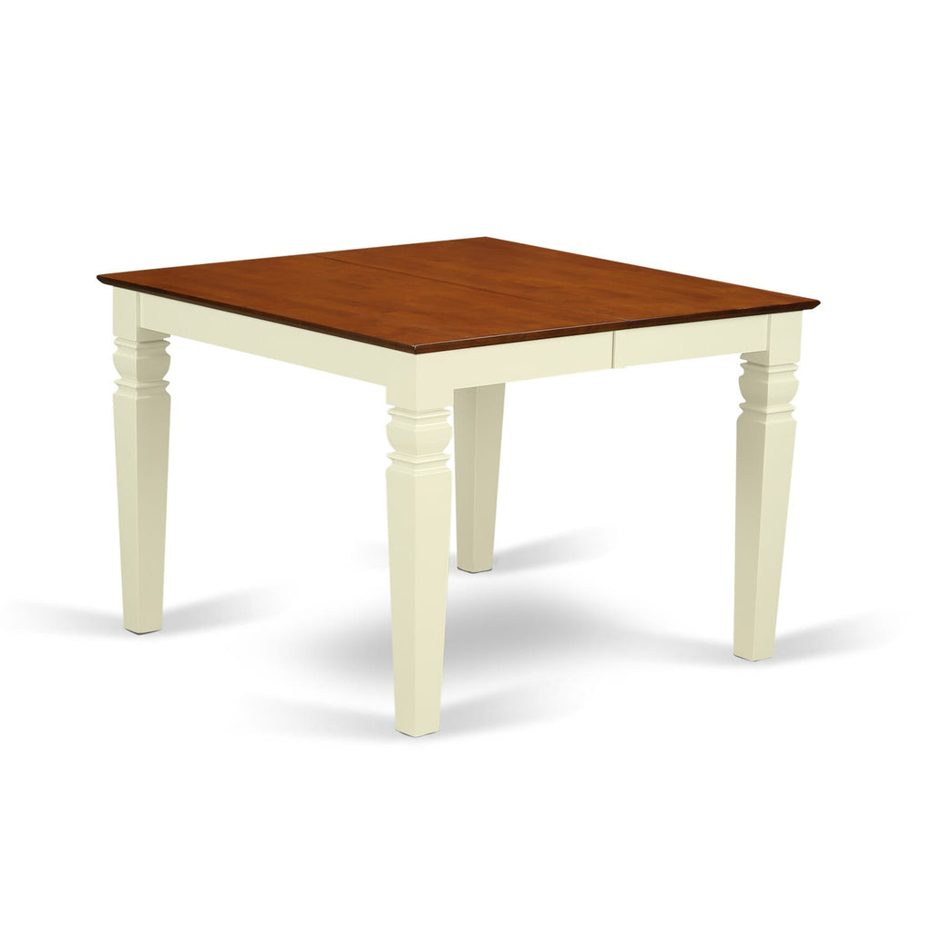 WET-BMK-T Weston 42x60 Rectangular Dining Table with 18 Butterfly Leaf - Buttermilk & Cherry Color