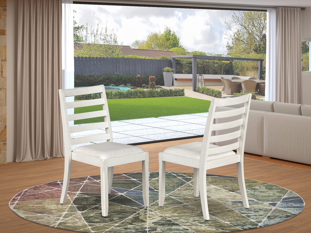 Luxe By East West Furniture X1PWT01 Dining Room Chair with Cream Linen Fabric and upholstered back Antique White Finish