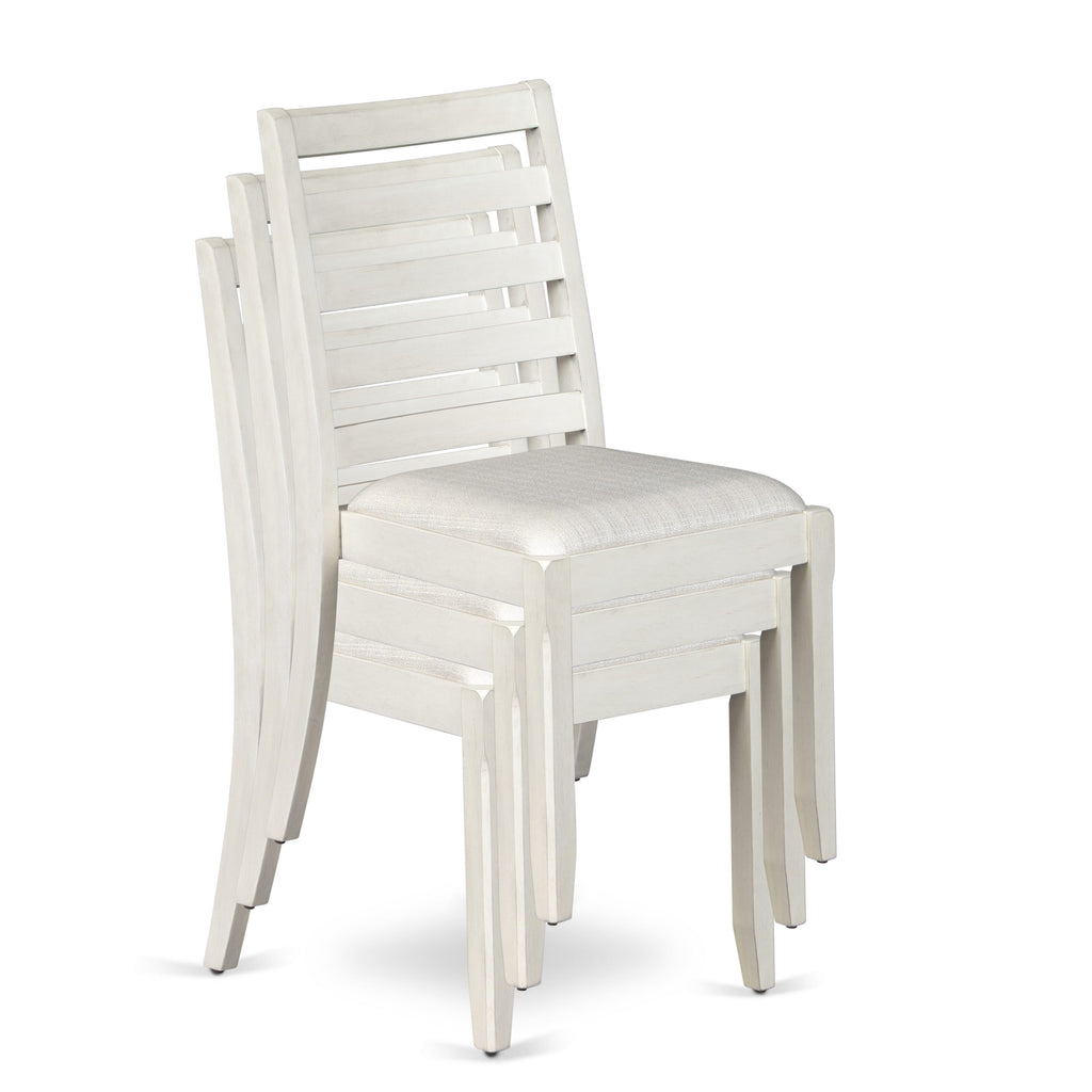 Luxe By East West Furniture X1PWT01 Dining Room Chair with Cream Linen Fabric and upholstered back Antique White Finish