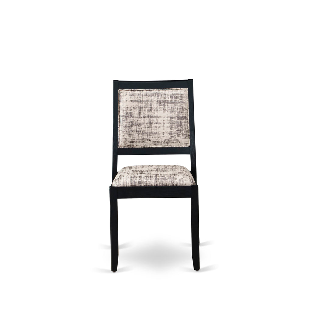 Luxe By East West Furniture X2P6T30 Dining Room Chair with White and Gray Pattern Faux Leather and upholstered back