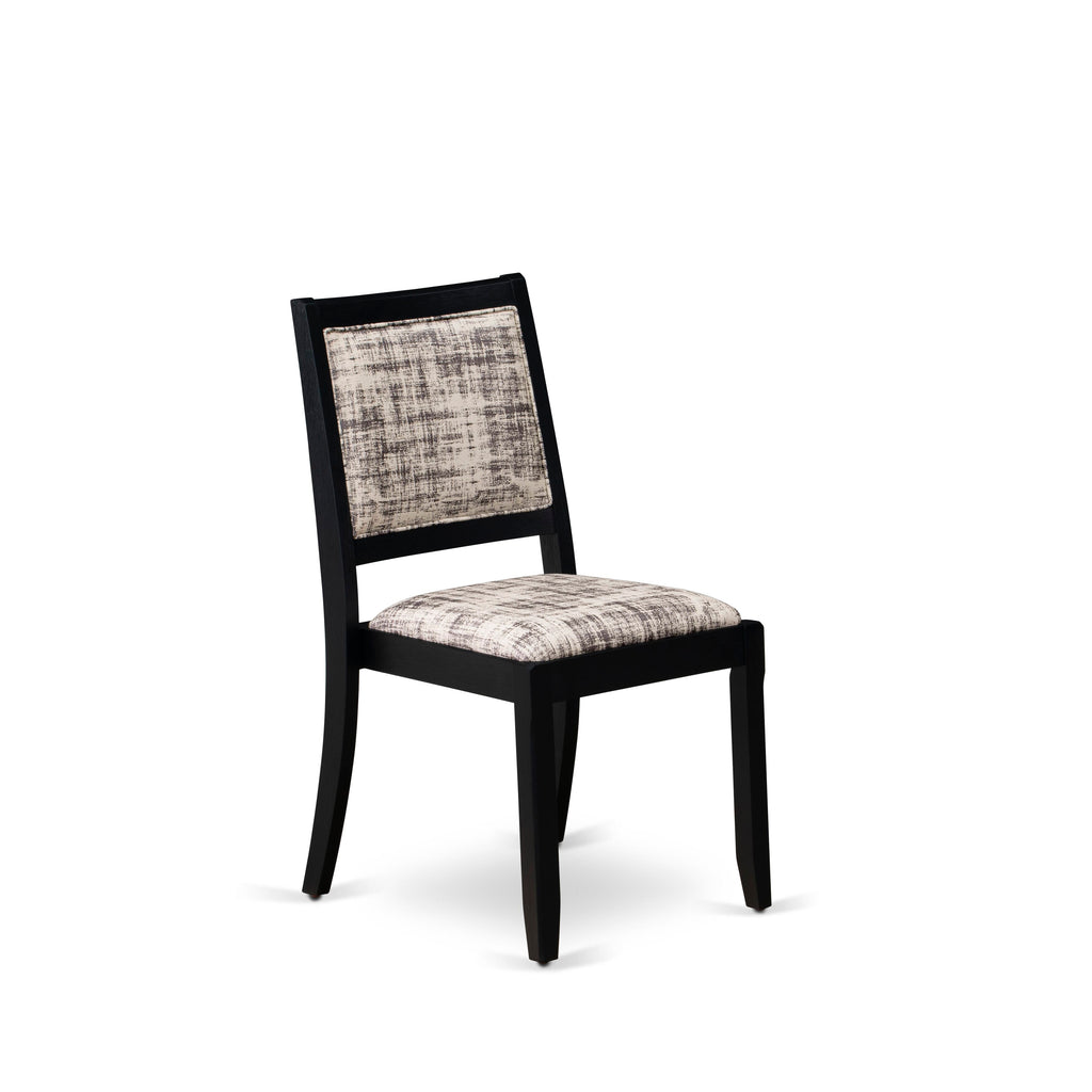 Luxe By East West Furniture X2P6T30 Dining Room Chair with White and Gray Pattern Faux Leather and upholstered back