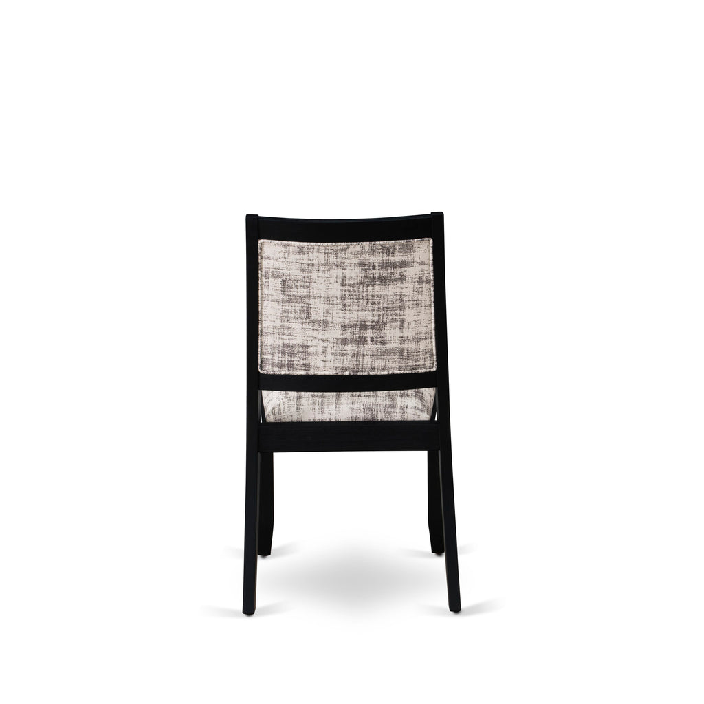 Luxe By East West Furniture X2P6T30 Dining Room Chair with White and Gray Pattern Faux Leather and upholstered back