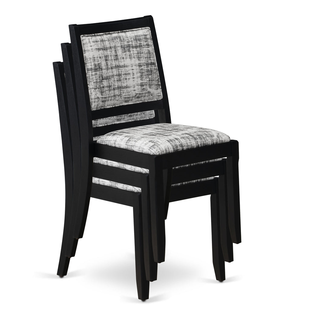 Luxe By East West Furniture X2P6T30 Dining Room Chair with White and Gray Pattern Faux Leather and upholstered back