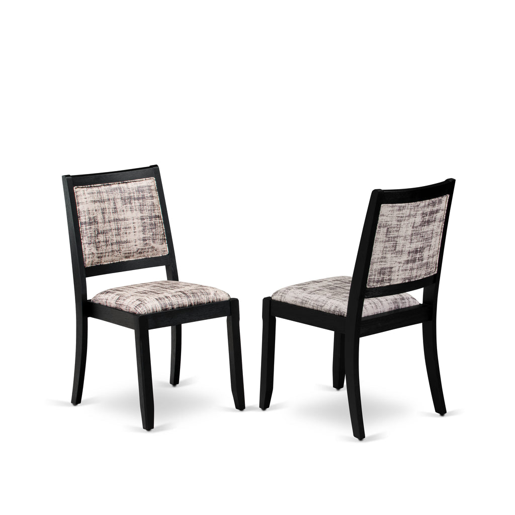 Luxe By East West Furniture X2P6T30 Dining Room Chair with White and Gray Pattern Faux Leather and upholstered back