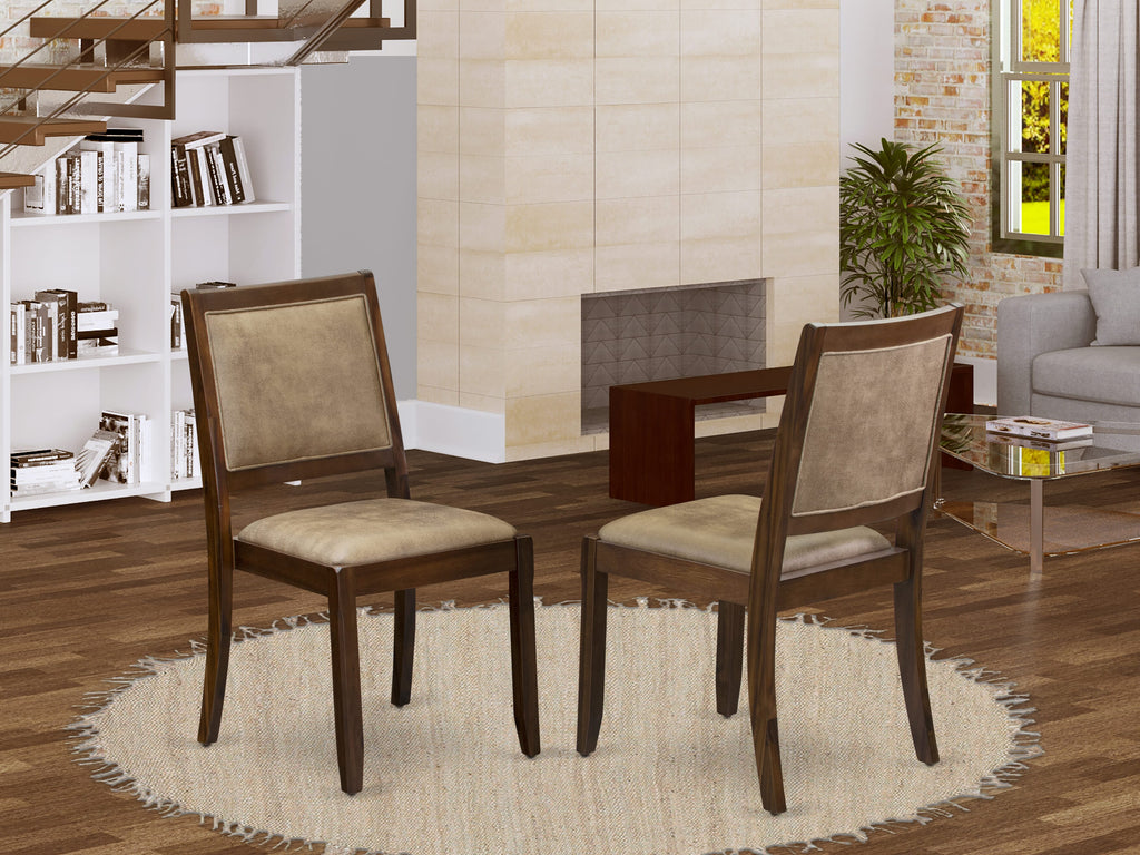 Luxe By East West Furniture X2P8T28 Dining Room Chair with brown textured Faux Leather and upholstered back