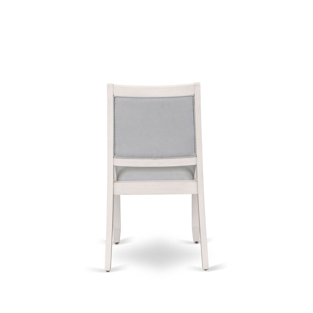 Luxe By East West Furniture X2PWT27 Dining Room Chair with Light Gray Faux Leather and upholstered back, Antique White Finish,