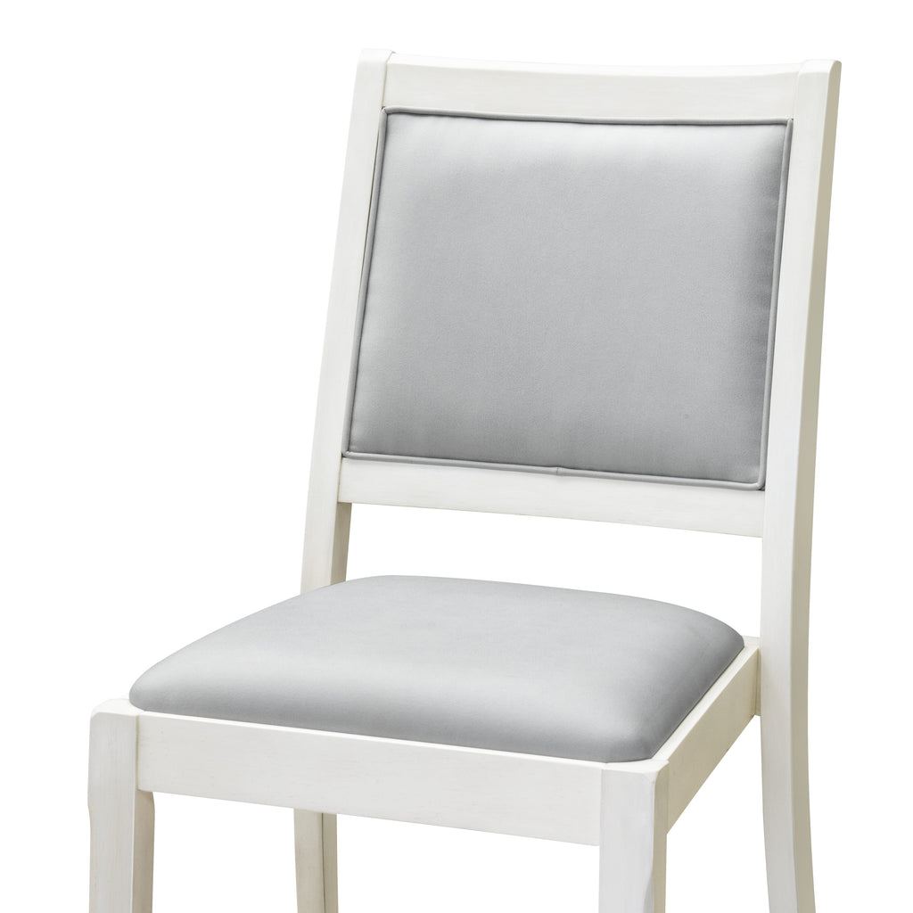 Luxe By East West Furniture X2PWT27 Dining Room Chair with Light Gray Faux Leather and upholstered back
