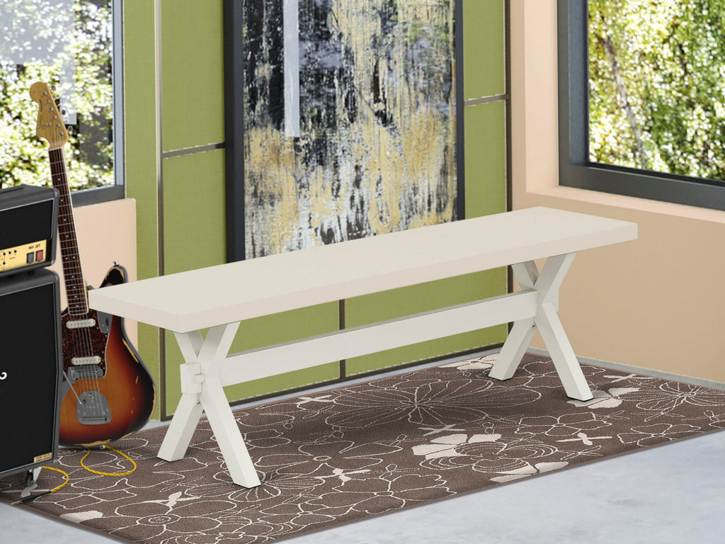 East West Furniture X026VE215-6 6 Piece Dinette Set Contains a Rectangle Dining Room Table with X-Legs and 4 Baby Blue Linen Fabric Upholstered Chairs with a Bench, 36x60 Inch, Multi-Color