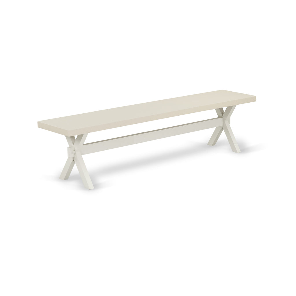 East West Furniture X027BR202-6 6 Piece Dining Table Set Contains a Rectangle Kitchen Table with X-Legs and 4 Light Beige Linen Fabric Parson Chairs with a Bench, 40x72 Inch, Multi-Color