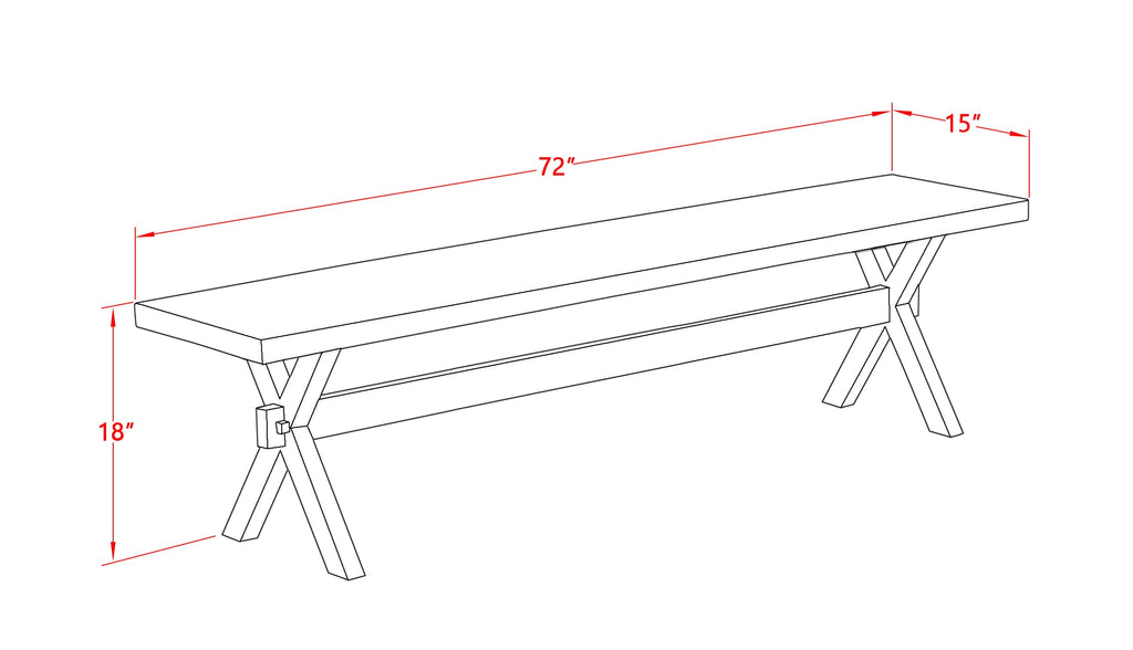 East West Furniture X027EN206-6 6 Piece Kitchen Table Set Contains a Rectangle Dining Table with X-Legs and 4 Dark Shitake Linen Fabric Parson Chairs with a Bench, 40x72 Inch, Multi-Color