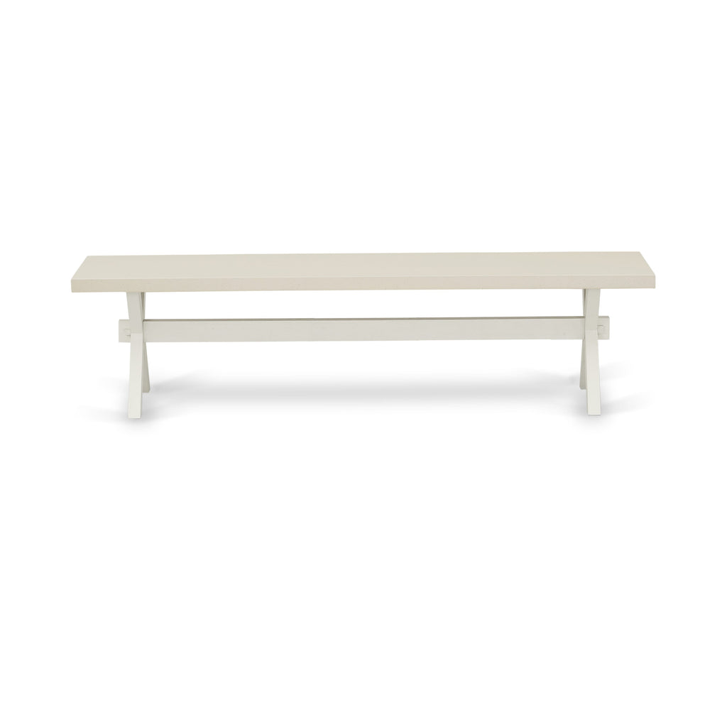 East West Furniture X027EN206-6 6 Piece Kitchen Table Set Contains a Rectangle Dining Table with X-Legs and 4 Dark Shitake Linen Fabric Parson Chairs with a Bench, 40x72 Inch, Multi-Color