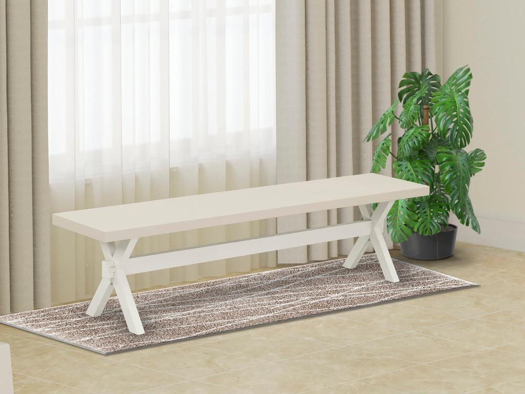 East West Furniture X027EN206-6 6 Piece Kitchen Table Set Contains a Rectangle Dining Table with X-Legs and 4 Dark Shitake Linen Fabric Parson Chairs with a Bench, 40x72 Inch, Multi-Color
