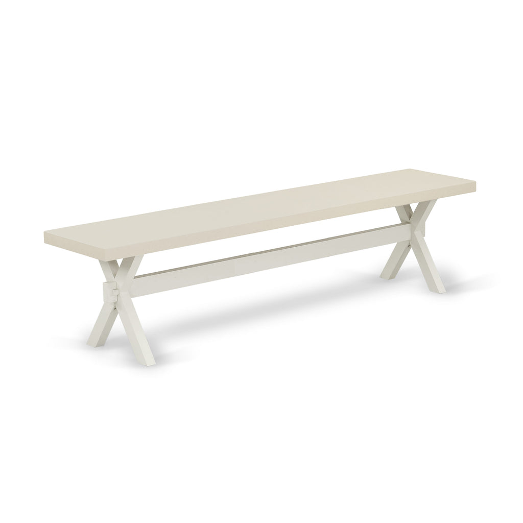 East West Furniture X027BA201-6 6 Piece Dining Room Set Contains a Rectangle Dining Table with X-Legs and 4 Cream Linen Fabric Parson Chairs with a Bench, 40x72 Inch, Multi-Color