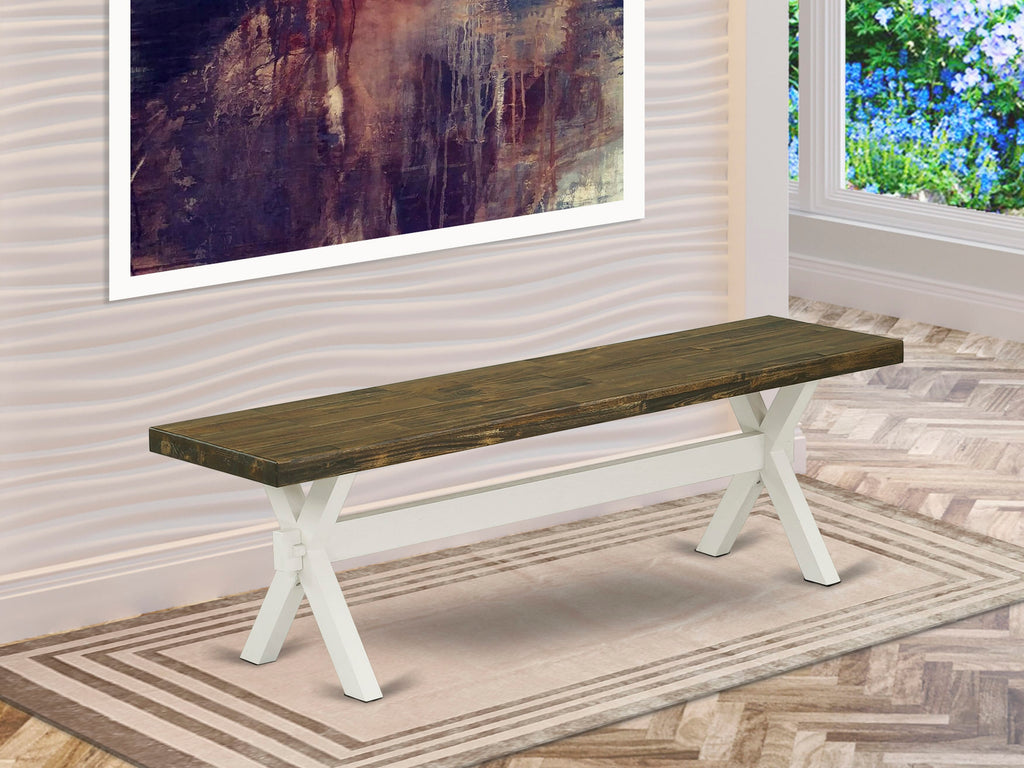 East West Furniture XB076 X-Style Mid Century Modern Dining Bench with Solid Wood Seat