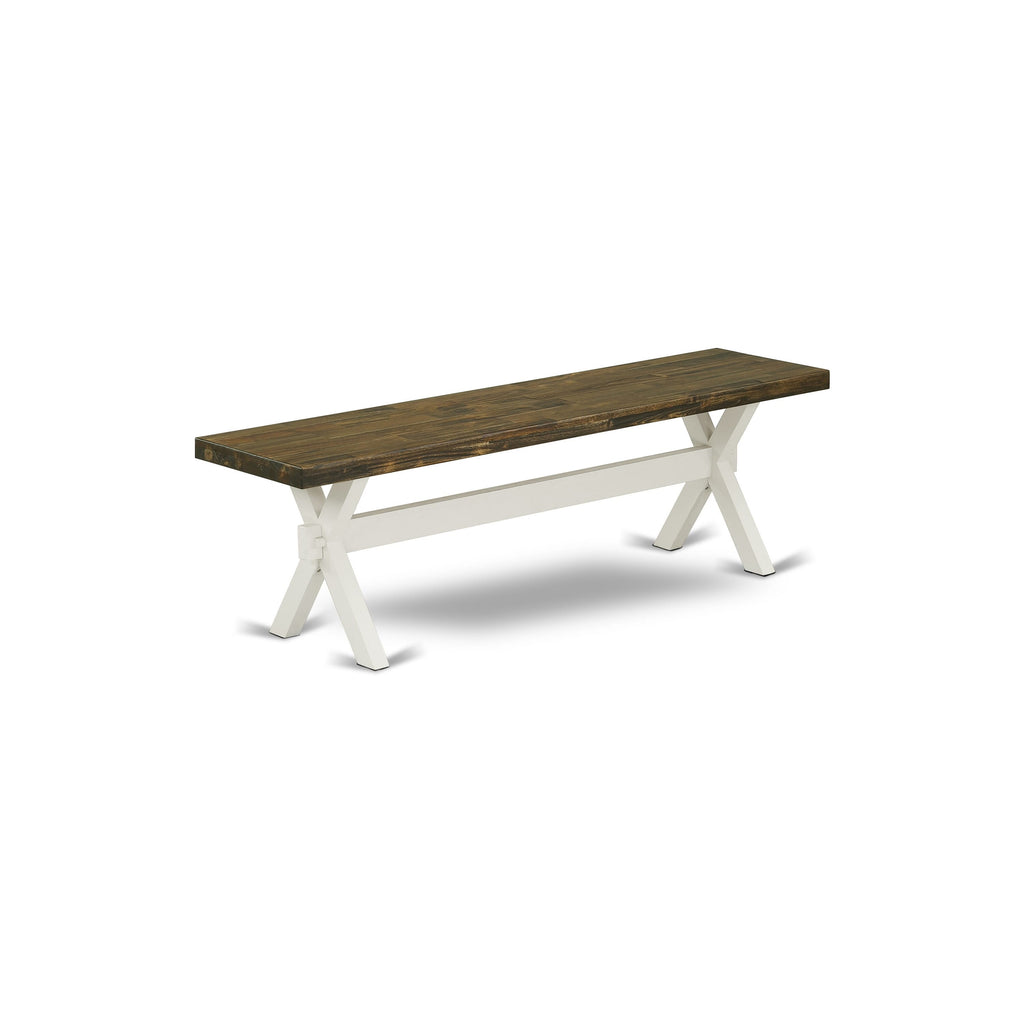 East West Furniture XB076 X-Style Mid Century Modern Dining Bench with Solid Wood Seat
