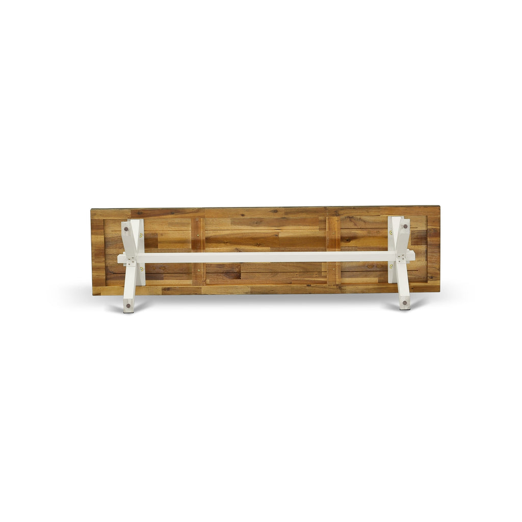 East West Furniture XB076 X-Style Mid Century Modern Dining Bench with Solid Wood Seat