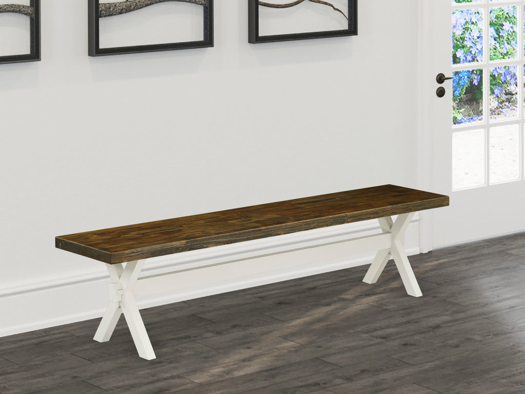 East West Furniture XB077 X-Style Modern Dining Bench with Wooden Seat