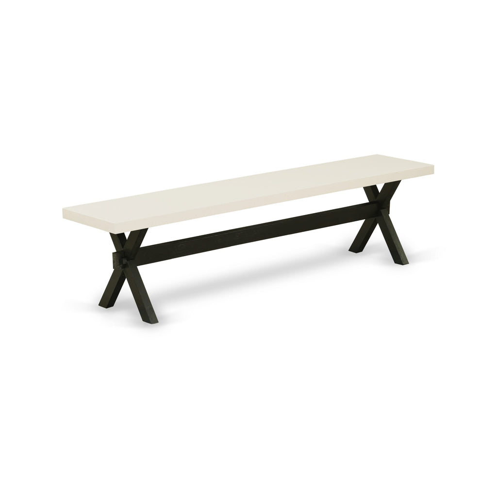 East West Furniture XB627 X-Style Modern Kitchen Bench with Wooden Seat
