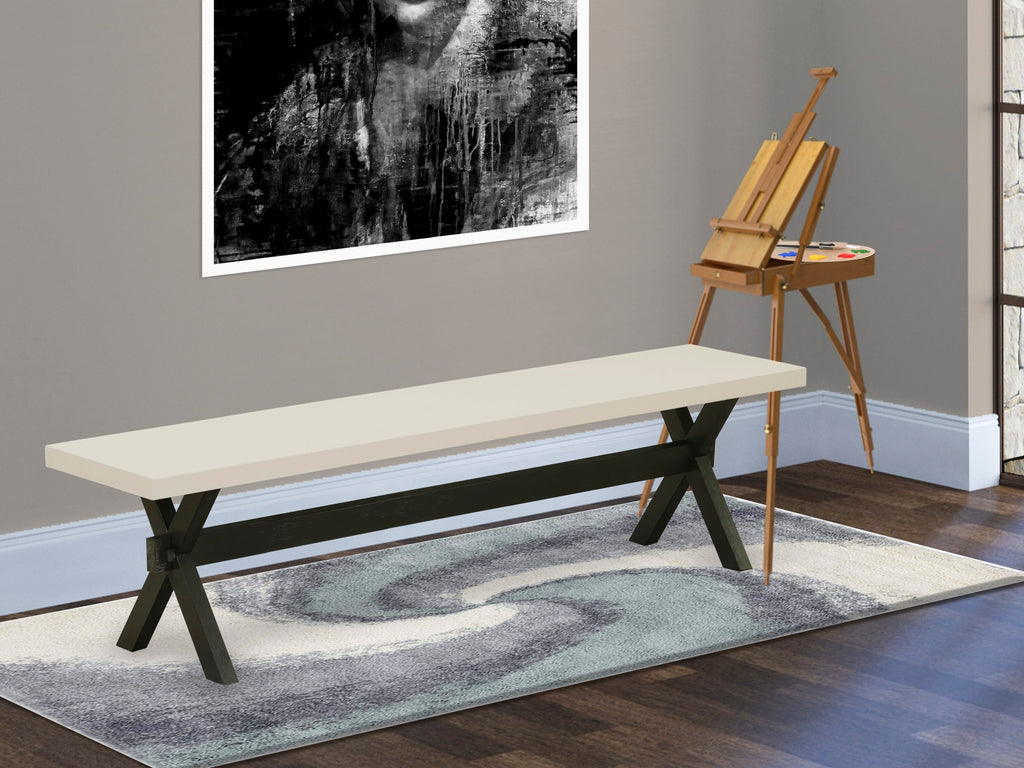 East West Furniture XB627 X-Style Modern Kitchen Bench with Wooden Seat