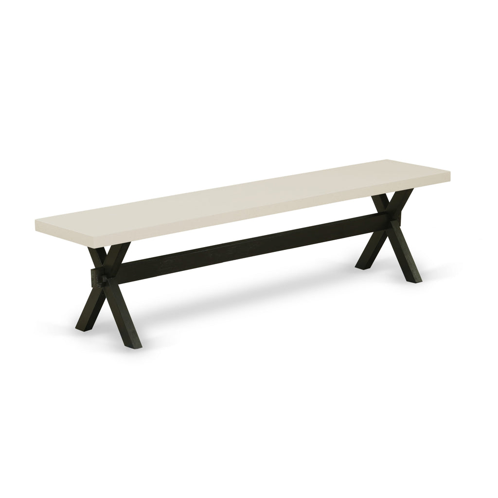 East West Furniture X627GA650-6 6 Piece Dining Table Set Contains a Rectangle Kitchen Table with X-Legs and 4 Dark Gotham Linen Fabric Parson Chairs with a Bench, 40x72 Inch, Multi-Color