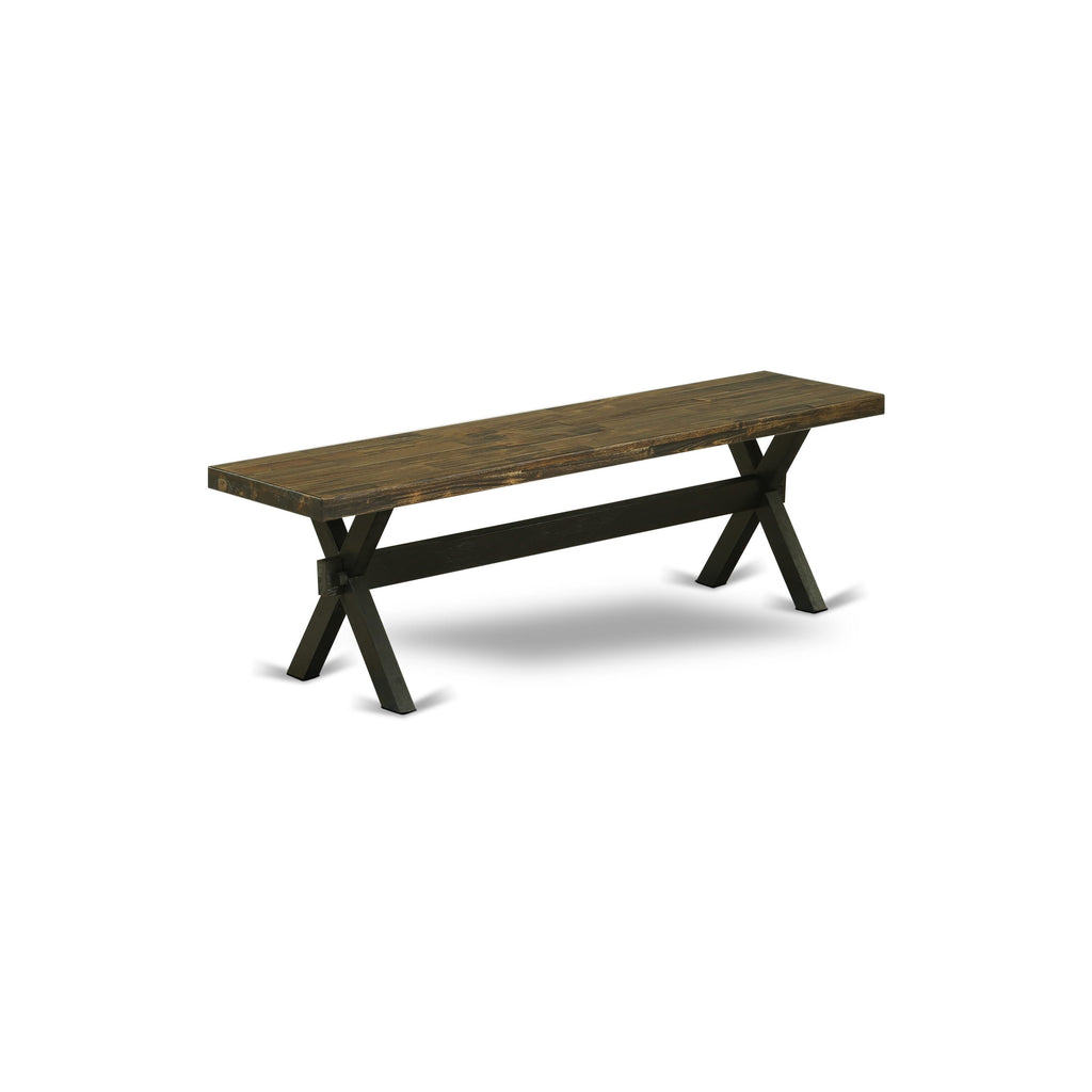 East West Furniture XB676 X-Style Modern Dining Room Bench with Wooden Seat