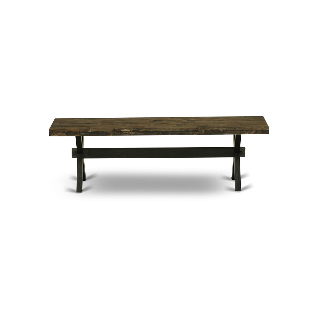 East West Furniture XB676 X-Style Modern Dining Room Bench with Wooden Seat