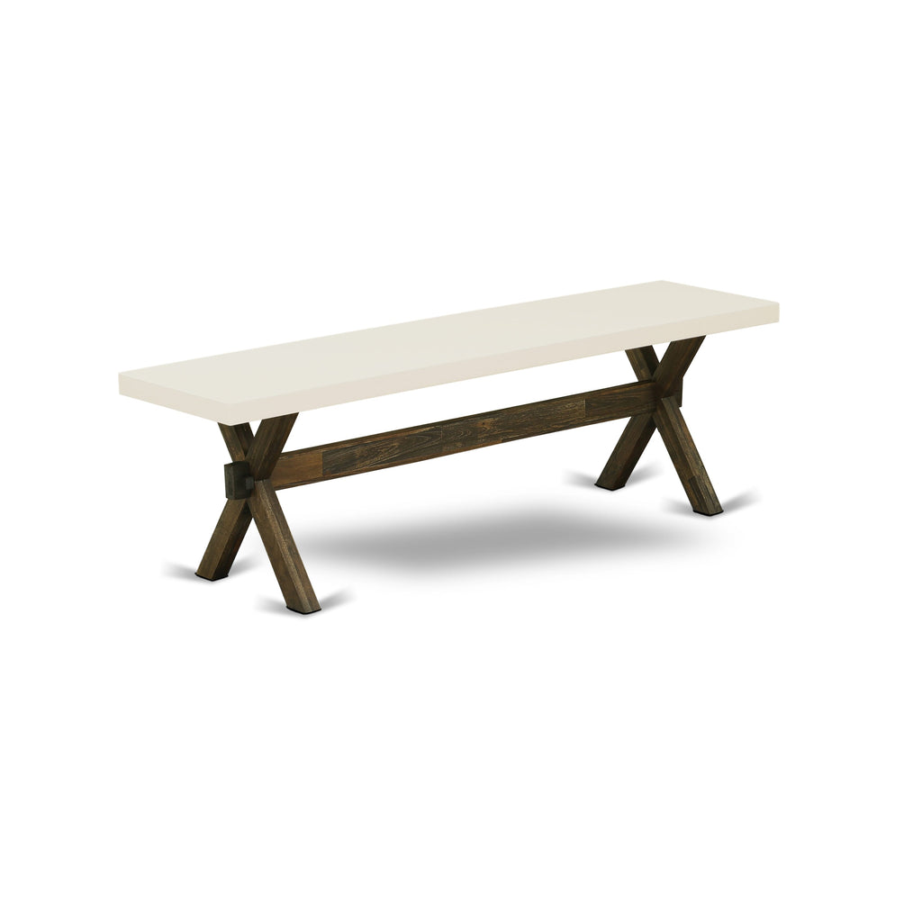 East West Furniture XB726 X-Style Mid Century Modern Dining Bench with Solid Wood Seat