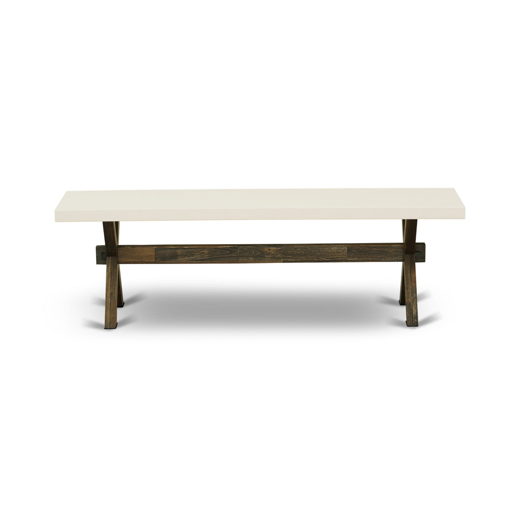 East West Furniture XB726 X-Style Mid Century Modern Dining Bench with Solid Wood Seat